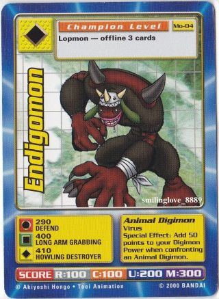 Digimon The Movie Digi - Battle Ccg Promo Card - Mo - 04 Endigomon Champion Level Nm