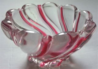 Vintage Mikasa Peppermint Swirl Clear Glass Nut/Candy Bowl - 3