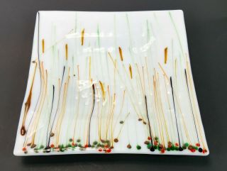 2002 Signed Leko Hand Crafted Studio Art Glass Plate Dish