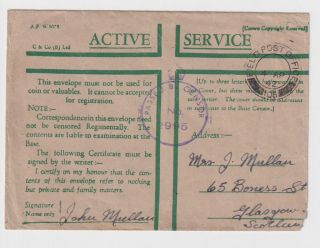 Ww2 British Forces Gold Coast Active Service Cover Fpo 106 To Glasgow Censored