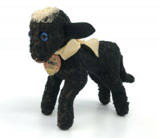Steiff Swapl Persian Black Lamb Wool Plush 10cm 4in 1950s Id Chest Tag Wear Vtg