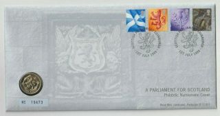 Gb Stamps Coin Cover - A Parliament For Scotland - Unc.  £1.  00