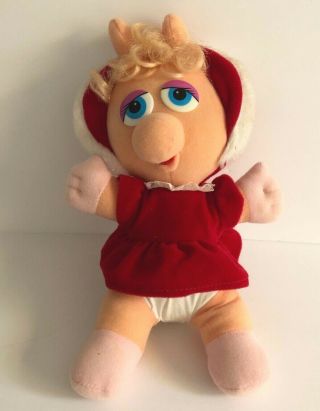 Vintage Baby Miss Piggy Christmas Plush 10” Jim Henson Muppets Babies 1987