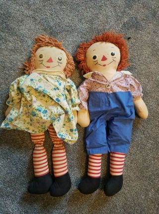 Vintage Raggedy Ann And Andy Dolls 19 - 20 "