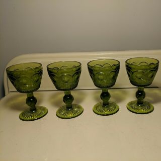 Vintage Bartlett Collins Manhattan Green Small Wine Goblet - Set Of 4
