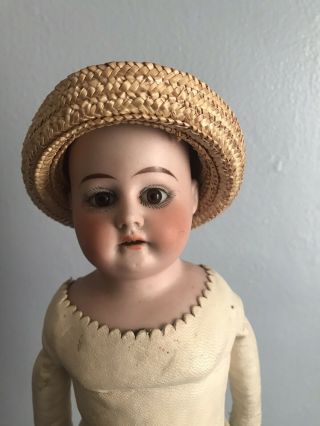 Antique Bisque Head Hands Kid Leather Body Old Doll Handwerck Or Huebach ? Teeth