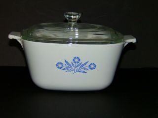 Vintage Corningware Model P - 1 3/4 - B Casserole Dish With Lid Blue Cornflower