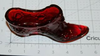 Fenton Red Glass Cabbage Rose Pattern 5.  5 " Slipper High Heel Shoe