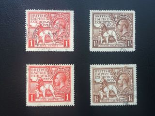 Gb Kgv 1924 & 1925 British Empire Exhibition Fine Sets Sg430 - 433 Cv.  £125