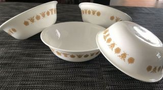 Set Of 4 Corelle Butterfly Gold Cereal Bowls Vintage Harvest Yellow