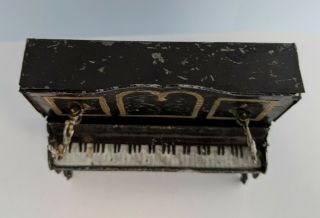 Antique Dollhouse Piano Painted Metal,  Two Mounted Candles 3.  5 
