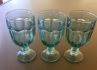 Libbey Duratuff Gibraltar Iced Tea Goblets Spanish Green Glass,  Set Of 3,  7 " T