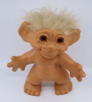 Vintage 1964 Dam Things Iggy Normous 11 " Troll Doll White Hair Amber Eyes