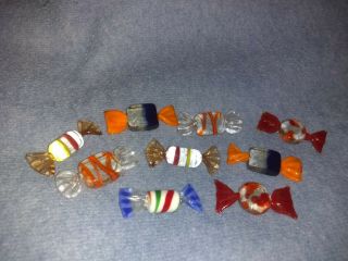 Vintage Murano Glass Sweets Wedding Party Candy Christmas Decorations 9 Pk.