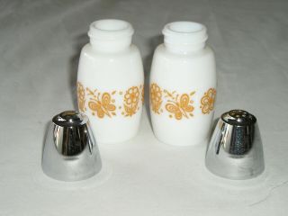 Vintage Corelle Butterfly Gold Salt And Pepper Shakers Gemco Cond.