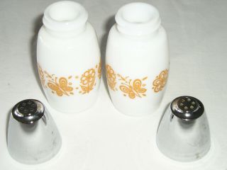 Vintage Corelle Butterfly Gold Salt and Pepper Shakers Gemco Cond. 3
