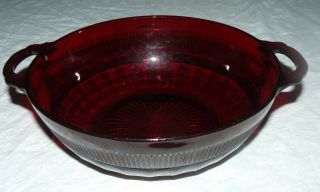 Vintage Anchor Hocking Royal Ruby Red Large Berry Bowl Serving Dish Coronation