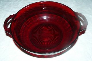 Vintage Anchor Hocking Royal Ruby Red Large Berry Bowl Serving Dish Coronation 2