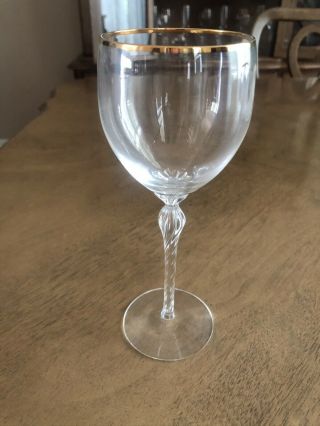 Lenox Crystal Monroe Gold Trim Pattern Wine Glass 7 3/4”