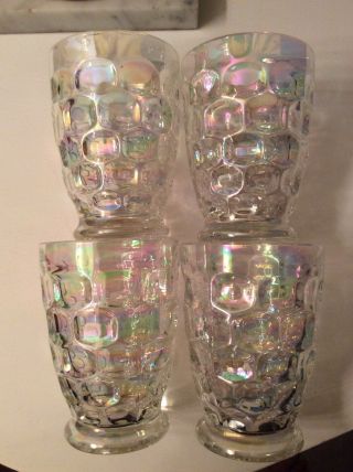 Four Irredescent Glass Federal Glass Juice Tumblers