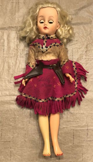 Vintage 1960s Sally Starr Cowgirl Doll (approx 15”)