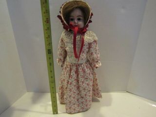 Vintage 18 " Tin Metal Head Doll Germany Kid Leather Body Celluloid Hands Dress