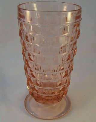 Vintage Jeannette Depression Glass Cubist Pink Footed Tumbler Usa Cube Block