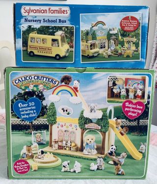 Sylvanian Families & Calico Critters Rainbow Nursery & Baby Nursery Bus Rare
