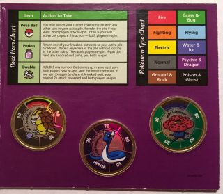 Pokemon Battling Coin Game With 3 Coins - Dragonair,  Vileplume & Sandslash - 1999