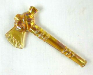Vintage Degenhart Glass Iridescent Marigold Carnival Glass Tomahawk Paperweight