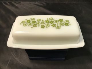 Vintage Pyrex Green Crazy Daisy 72 - B Covered Butter Dish