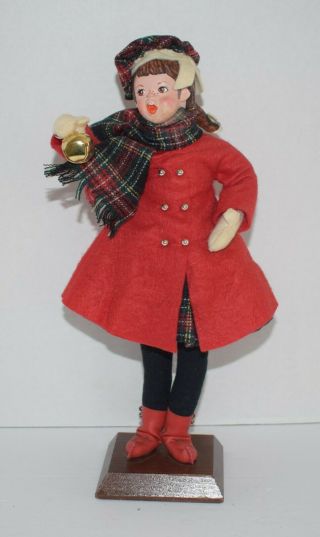 Vintage Simpich Character Dolls Girl Bell Ringer Red Coat 1980