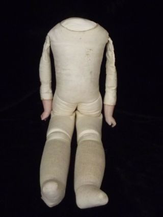 Antique German Kid Leather 17 " Doll Body W/rivet Jointed Hips Bisque Hands -