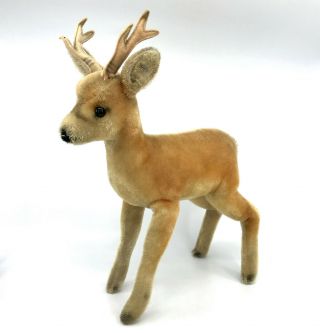 Steiff Roebuck Deer Mohair Plush 35cm 14in Id Button 1960s Antlers Loose Vtg