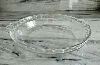 Vintage 8 1/2 Inch Pyrex 228 Clear Glass Pie Plate Fluted Edge Handles Usa Made