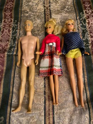 Three Vintage Barbie Family Dolls (ken And Two Others)