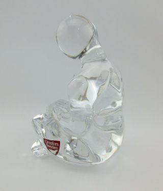 Vintage Orrefors Crystal Art Glass Sweden Craftsman Figure Signed W\ Tag F111