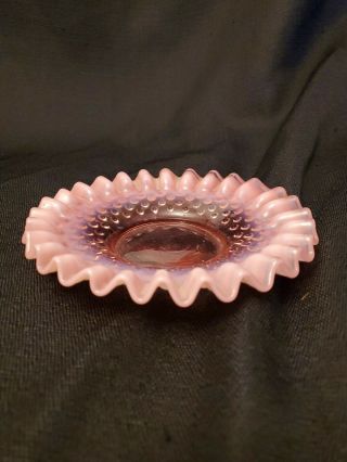 Vintage Fenton Opalescent Hobnail Cranberry Glass Candy Dish Nut Bowl Underplate
