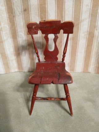 Dollhouse Miniature Artisan Cindy Malon Primitive Red Chair