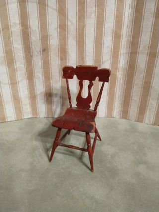 Dollhouse Miniature Artisan Cindy Malon Primitive Red Chair 2