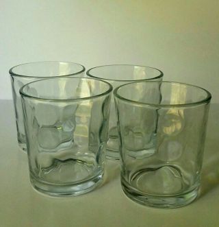 Set Of 4 Vintage Libbey Clear Drinking Cocktail Milk Juice Glass Large Dots 8 Oz