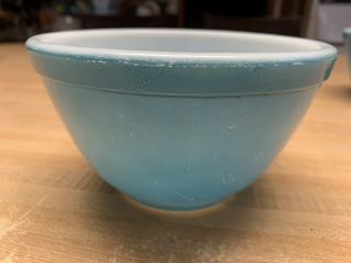 Vintage Pyrex Blue Turquoise 1.  5 Pint Small Nesting Mixing Bowl From Set