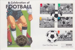 Gb Stamps First Day Cover 1996 Football Legends With £2 Coin