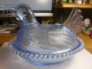 Light Blue Indiana Glass Hen On Nest