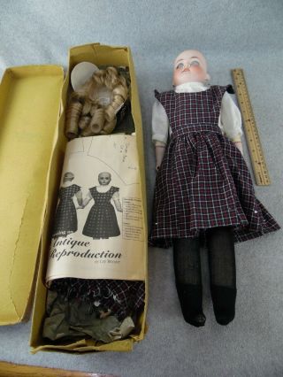 21 " Antique German Armand Marseille Bisque Head Leather Body Dep Doll W Box Tlc