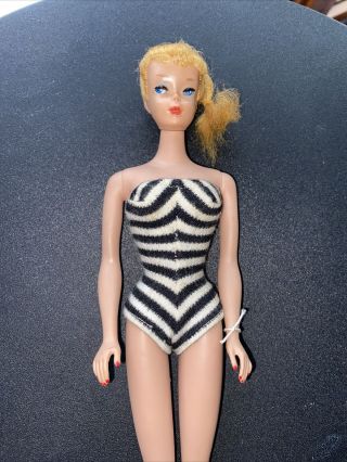 Vintage Ponytail Barbie Doll 850 Swimsuit Blonde Blue Eyes Japan 1960 