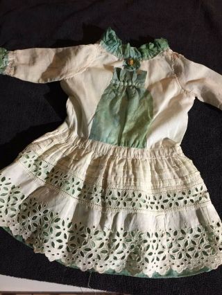 Antique Cotton,  Si Dress For French Doll Jumeau Steiner Bru Antique Lace Size 9 - 1