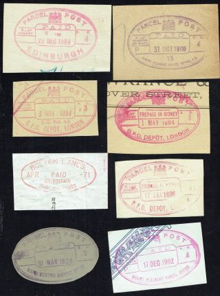 1894 - 1971 Parcel Post Cancellations On Piece (8)
