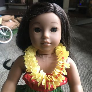 American Girl " Nanea " Doll With Hula Outfit Hawaiian Skirt