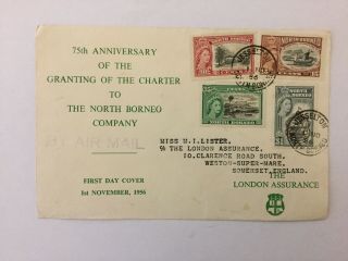 1956 North Borneo Company Charter Fdc London Assurance Cover